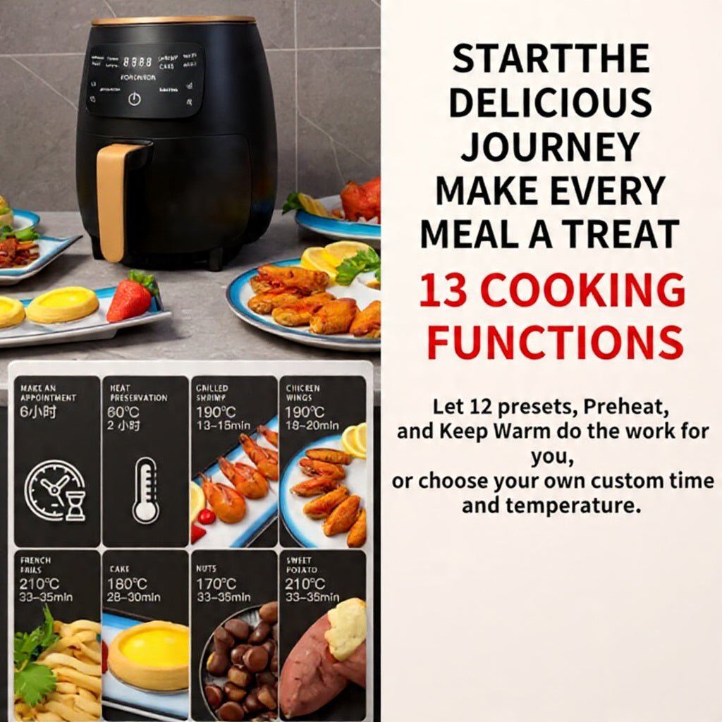 6L Digital Air Fryer – 2400W, Multi-Functional, High Capacity