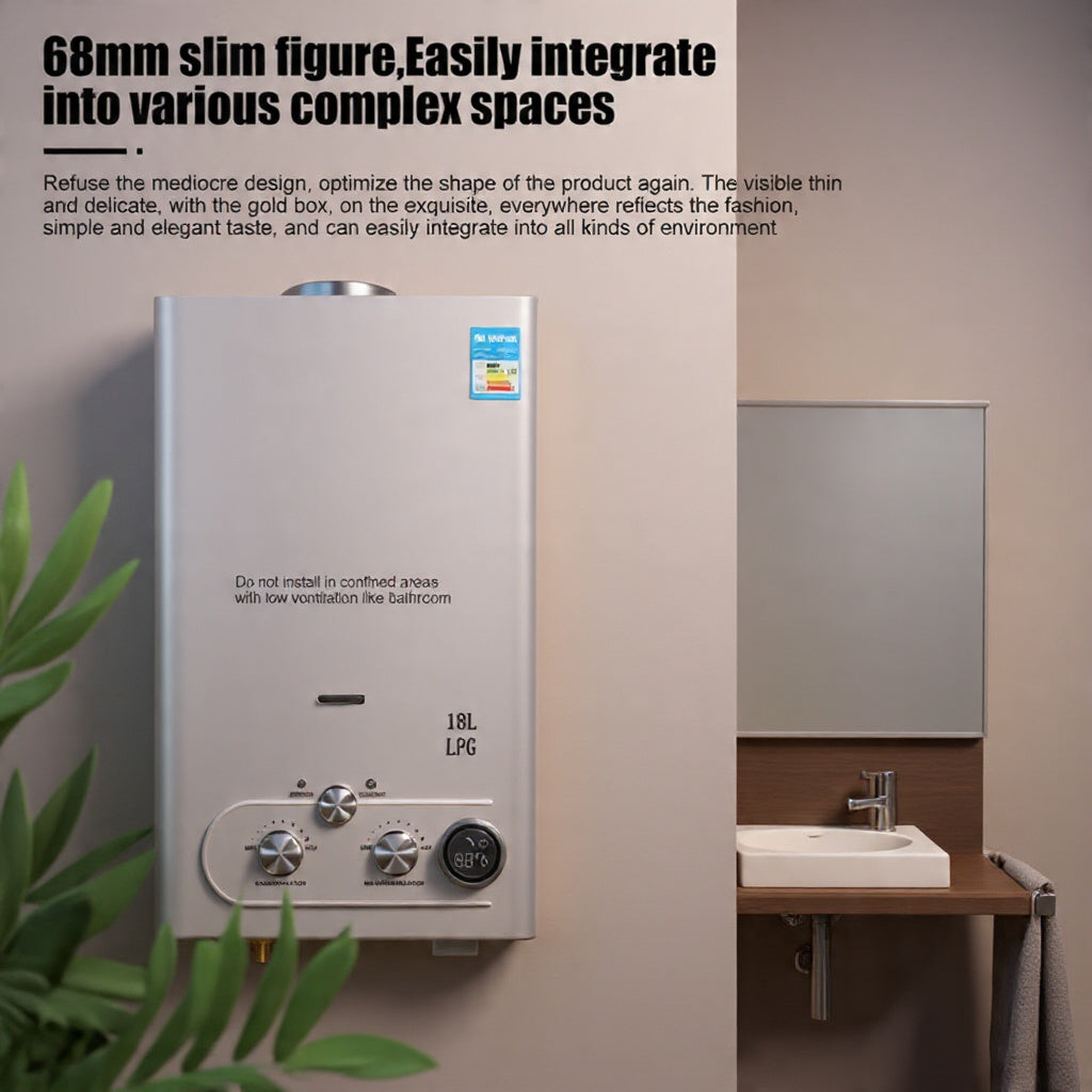 18L Tankless Gas Water Heater – CE Certified, LPG, Indoor/Outdoor