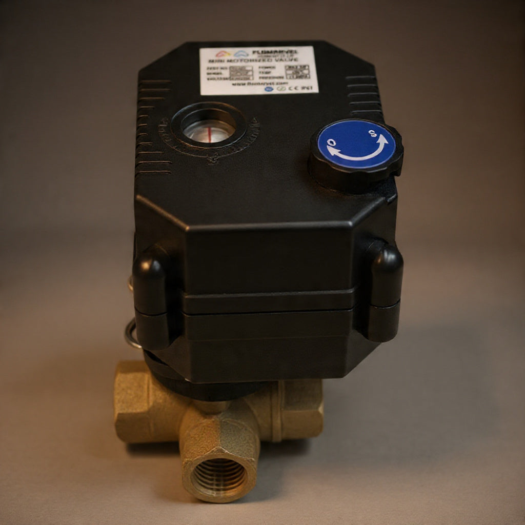3-Way Motorized Brass Ball Valve – AC220V / DC12V / DC24V