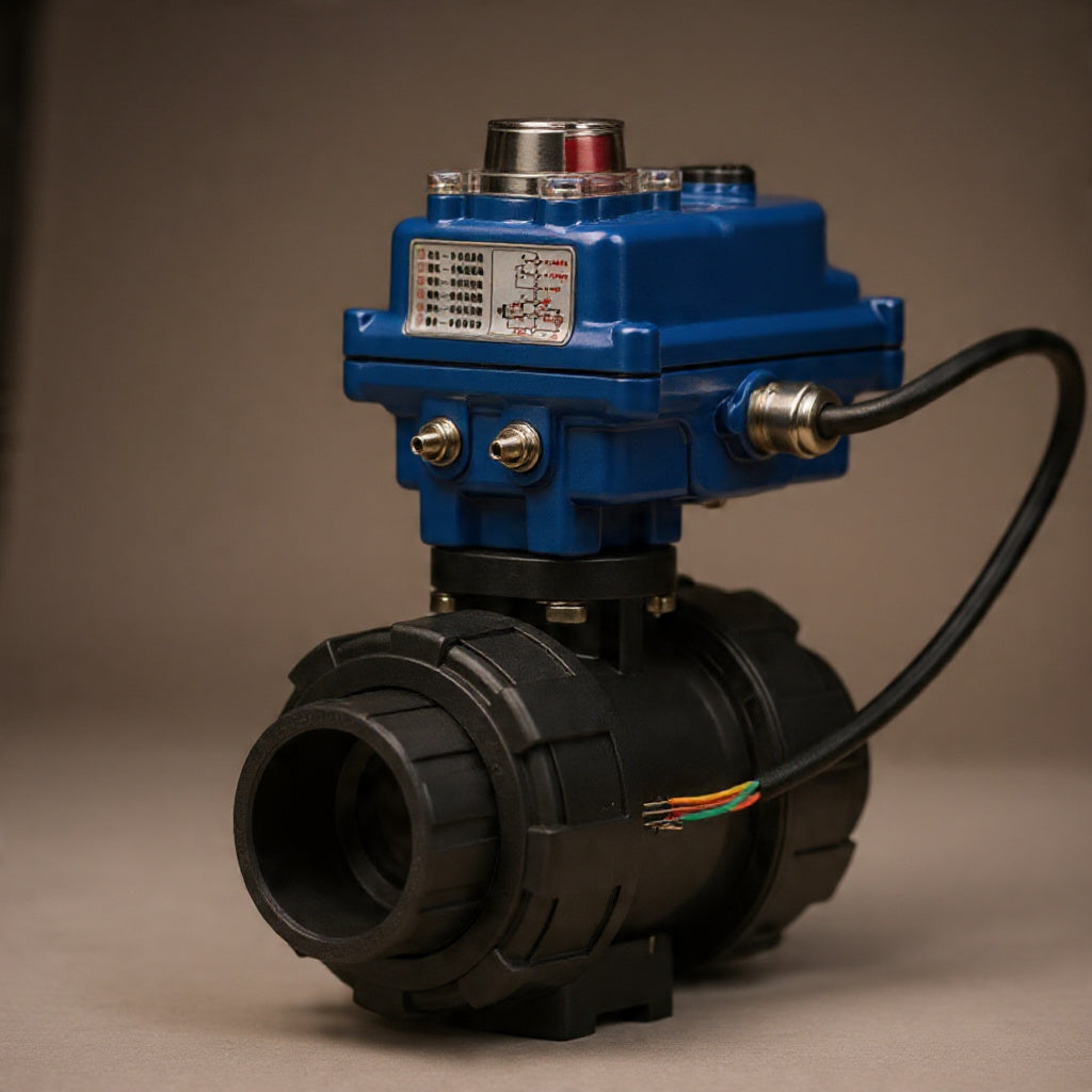 2-Way Motorized UPVC Ball Valve – LED Indicator, AC24V/DC24V/AC220V