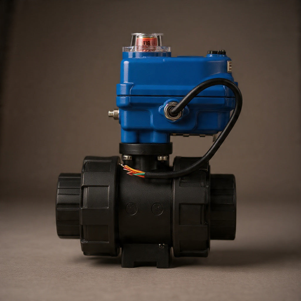 2-Way Motorized UPVC Ball Valve – LED Indicator, AC24V/DC24V/AC220V