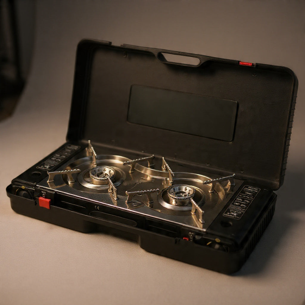Portable Double Burner Camping Gas Stove – Outdoor & Picnic