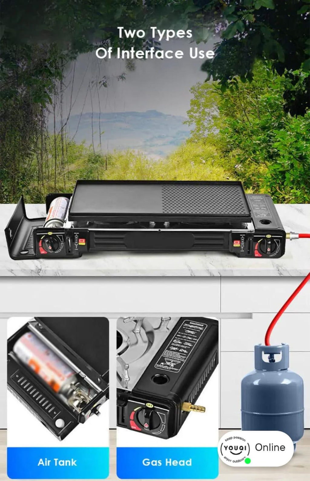 Portable Double Burner Camping Gas Stove – Outdoor & Picnic