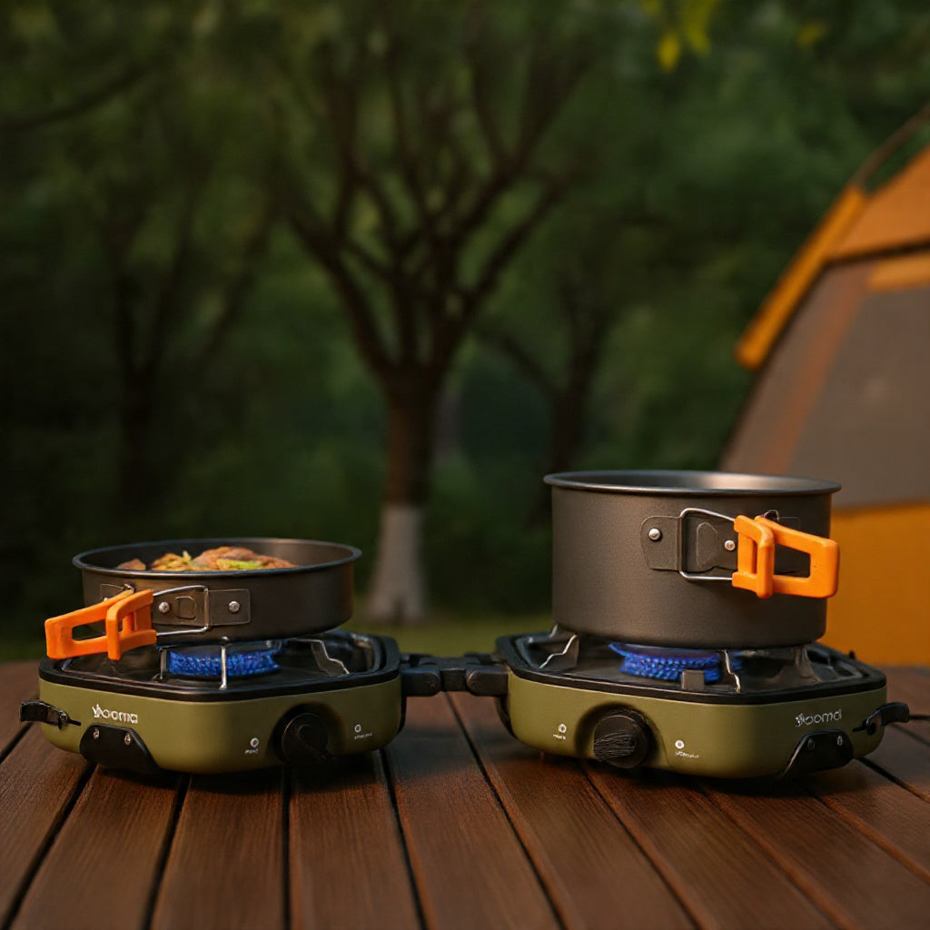 Foldable 20000W Propane Camping Burner – Cookware Set Included
