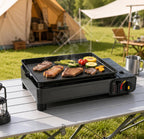 Windproof Camping Gas Stove – BBQ Tray & Glass Lid, 3–5 Person