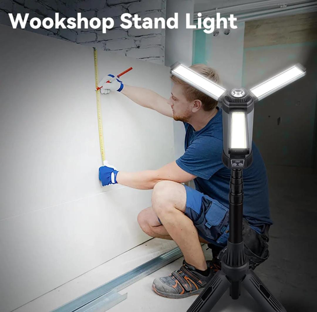 Rechargeable COB LED Work Light – 3-Head, 6000mAh, 2000 Lumens