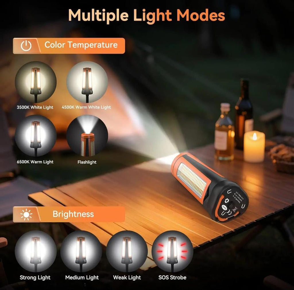 Rechargeable Camping Work Light – Cordless, Dimmable, Detachable Tripod