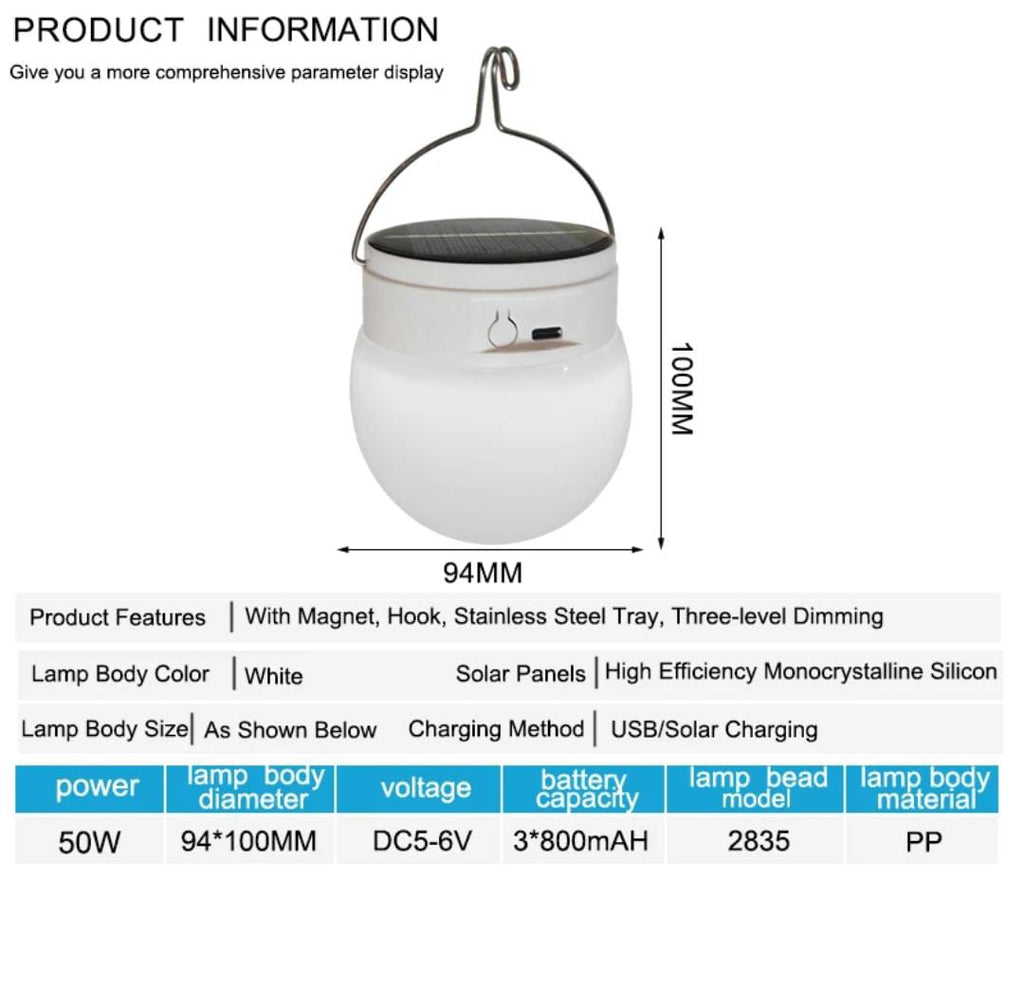 Solar Emergency LED Bulb – IP66, 72 Lamp Heads, Cold White Light