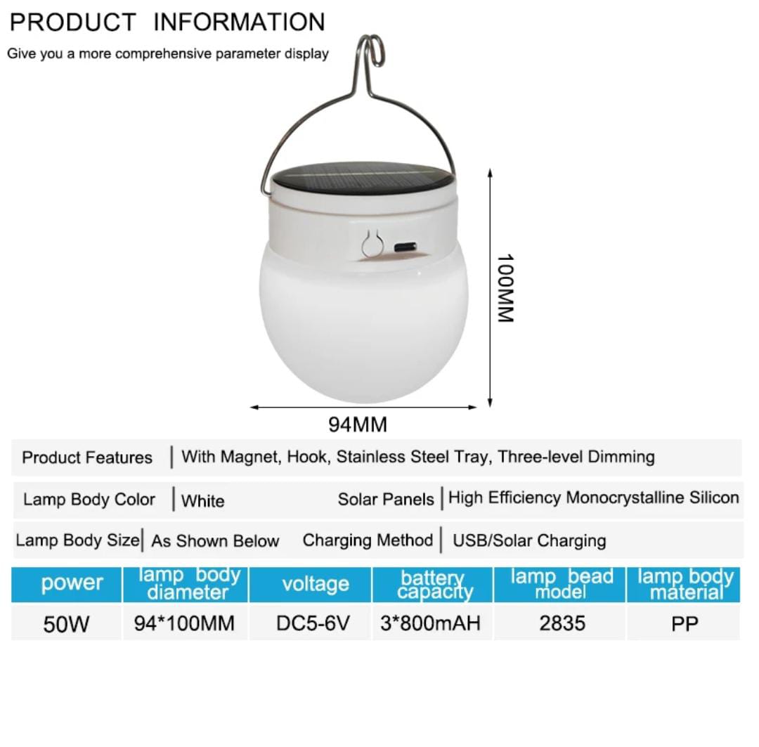 Solar Emergency LED Bulb – IP66, 72 Lamp Heads, Cold White Light
