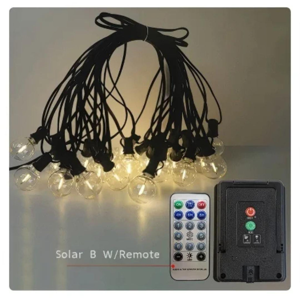 LED Solar G40 String Lights – Retro Filament, IP44, USB Rechargeable
