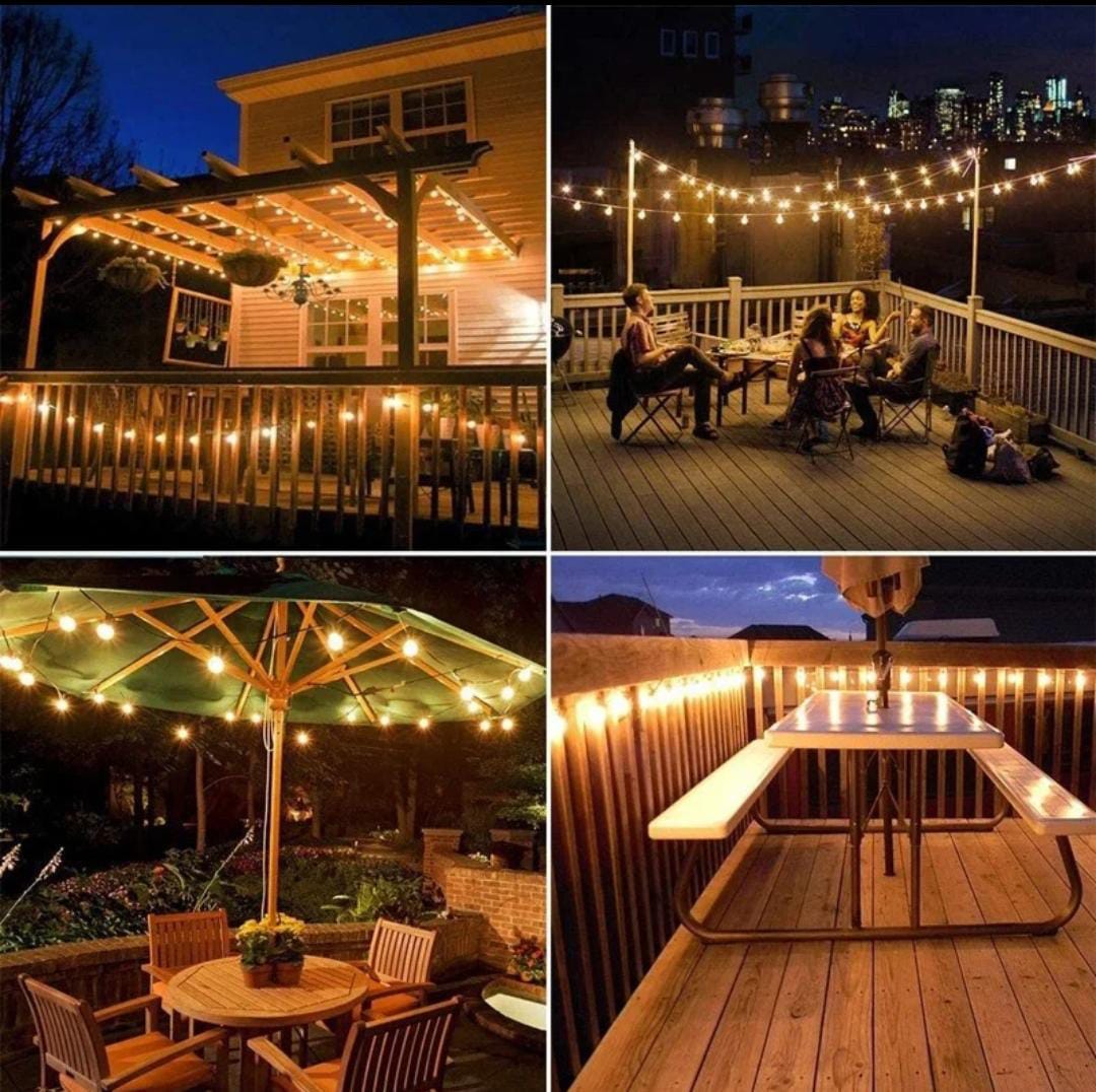 LED Solar G40 String Lights – Retro Filament, IP44, USB Rechargeable