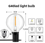 LED Solar G40 String Lights – Retro Filament, IP44, USB Rechargeable