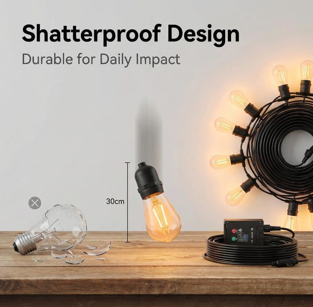 Solar S14 LED Bulb String Light – Waterproof, Remote Control, Outdoor Decor