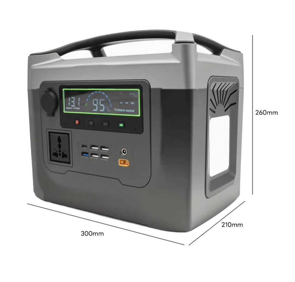 Portable Solar Power Station 500W – LiFePO4, 512Wh, Pure Sine Wave