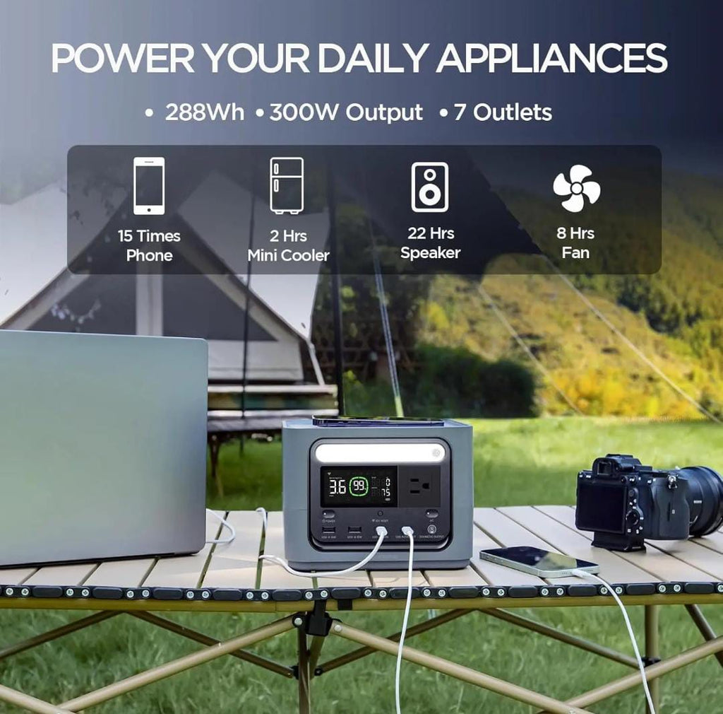 Portable Power Station 300W – LiFePO4, 288Wh, Fast Charging