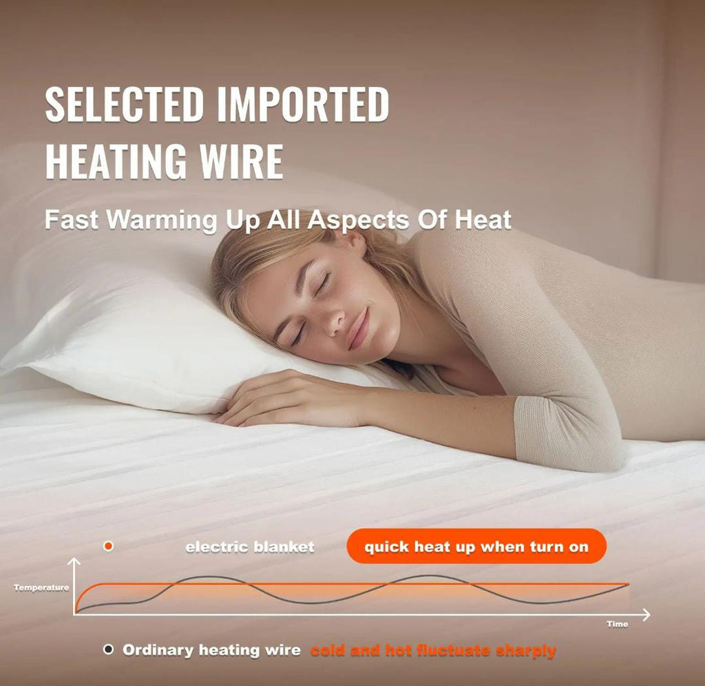 Queen Electric Heated Blanket – 5 Heat Settings, 10hr Auto Shut-Off