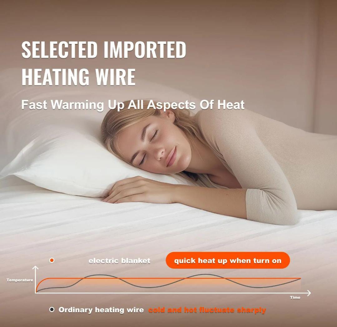 Queen Electric Heated Blanket – 5 Heat Settings, 10hr Auto Shut-Off