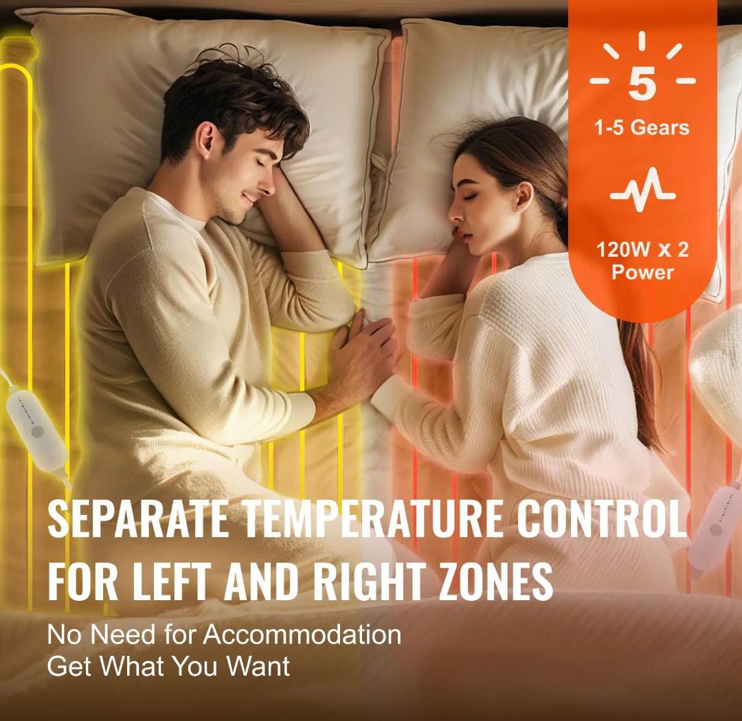 Queen Electric Heated Blanket – 5 Heat Settings, 10hr Auto Shut-Off