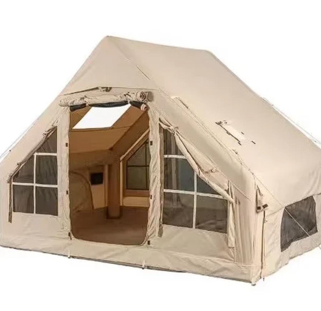 Outdoor camping quick-setup inflatable square single-layer ridge tent travel portable Oxford single door four seasons