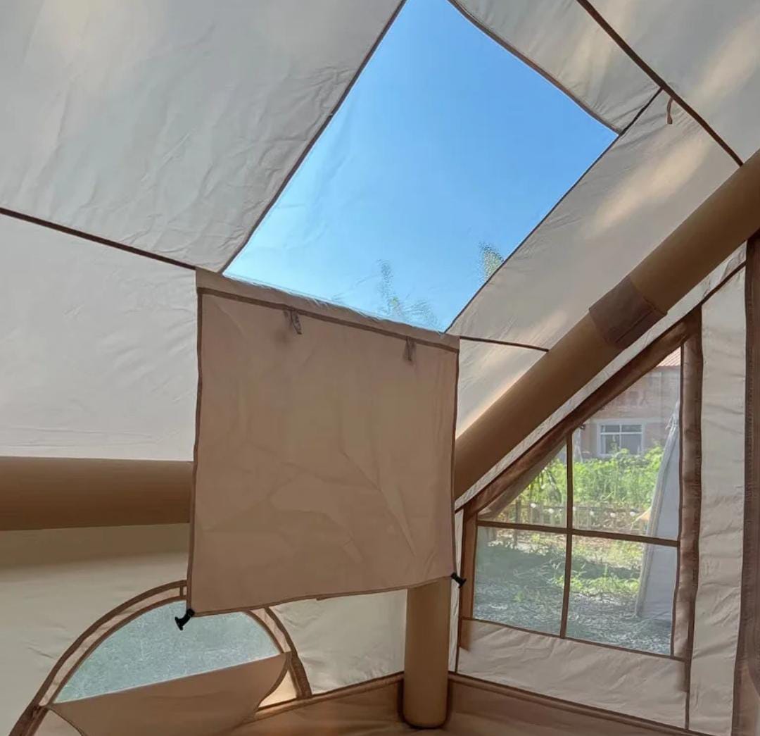 Outdoor camping quick-setup inflatable square single-layer ridge tent travel portable Oxford single door four seasons