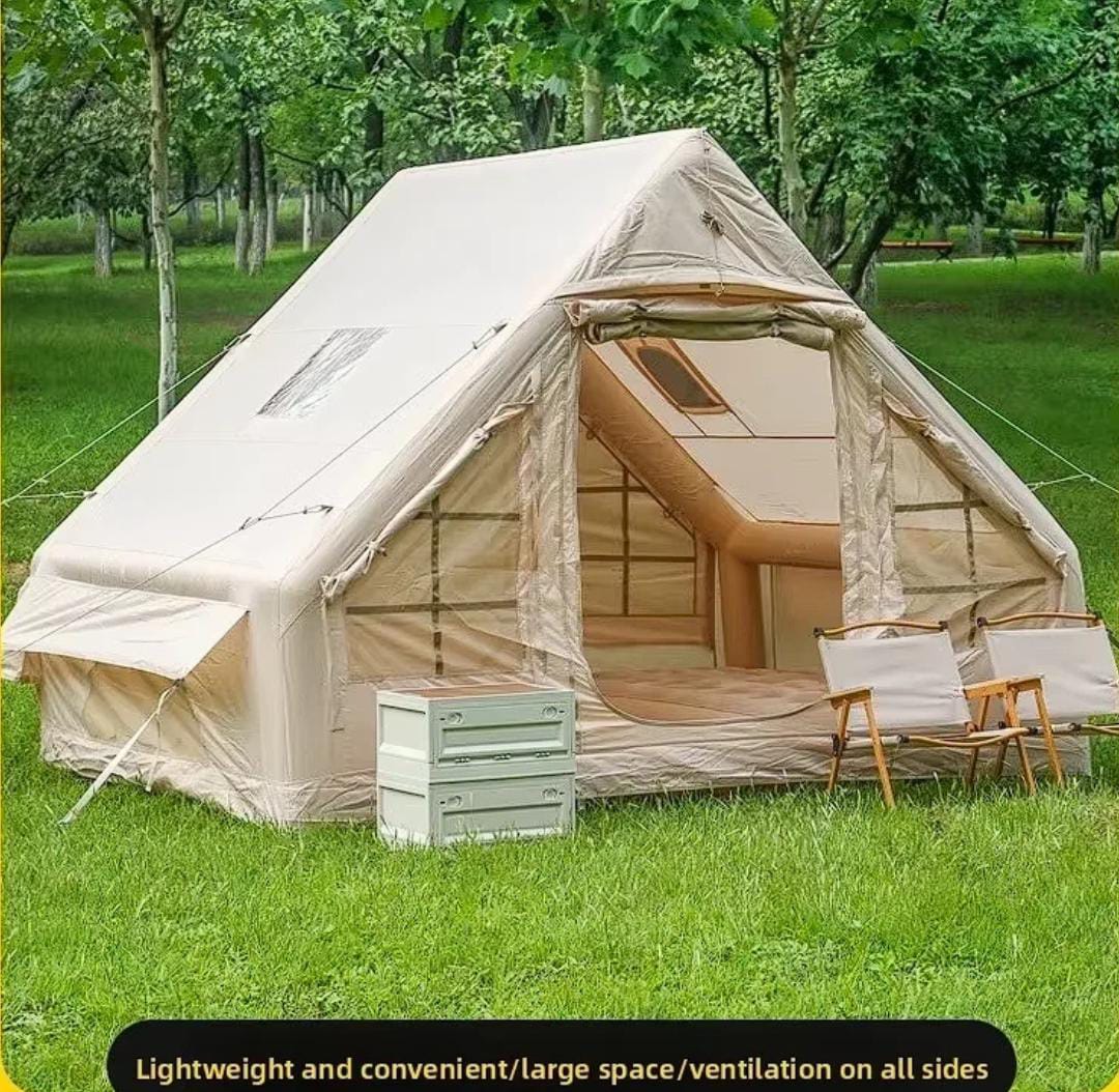 Outdoor camping quick-setup inflatable square single-layer ridge tent travel portable Oxford single door four seasons