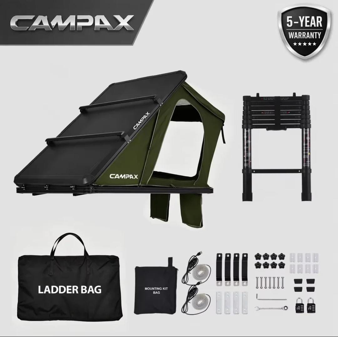 [CAMPAX] Hard shell rooftop tent triangle 2-3P honeycomb auto open UV50 lightweight | Hartschalen dachzelt