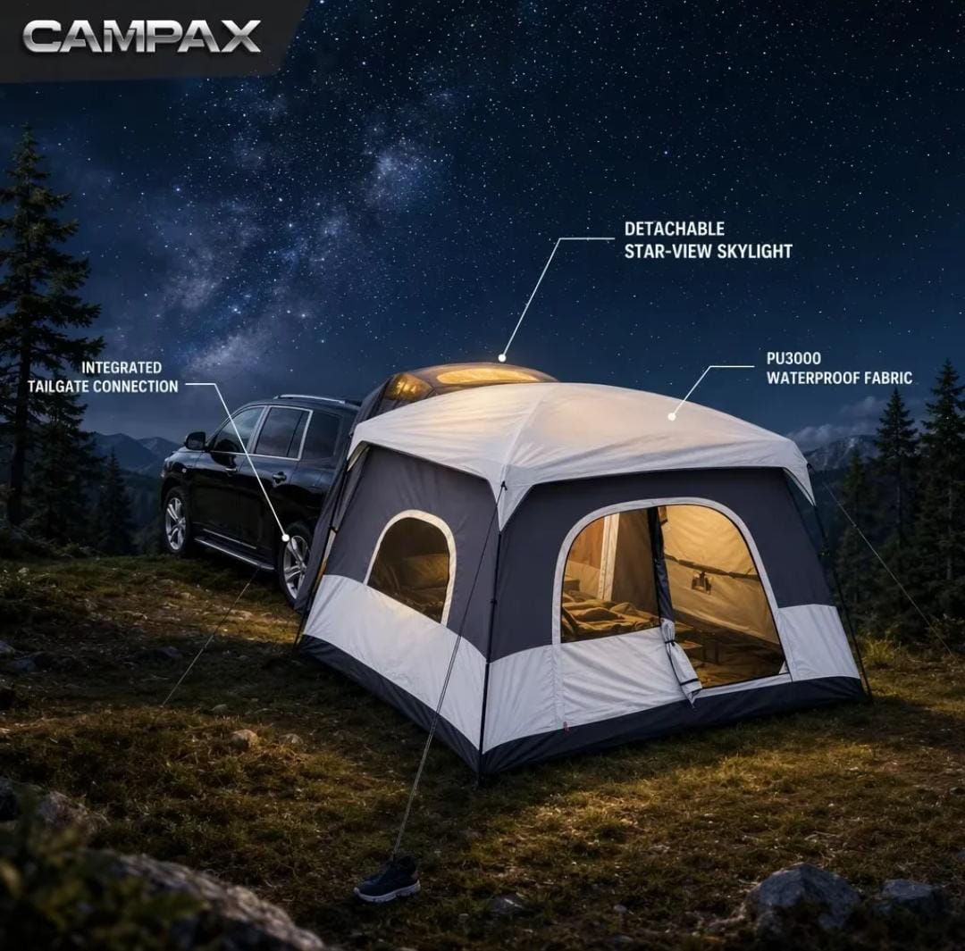 [CAMPAX] SUV tailgate tent 4-6P connectable 210D Oxford waterproof skylight overlanding camping | Heckzelt