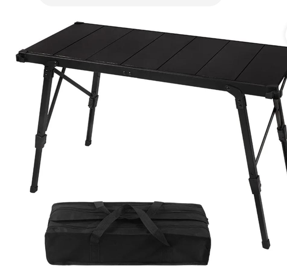 Camping folding table outdoor portable aluminum alloy wood-grain picnic table mesh basket BBQ stove with 6 7 14-piece-plate