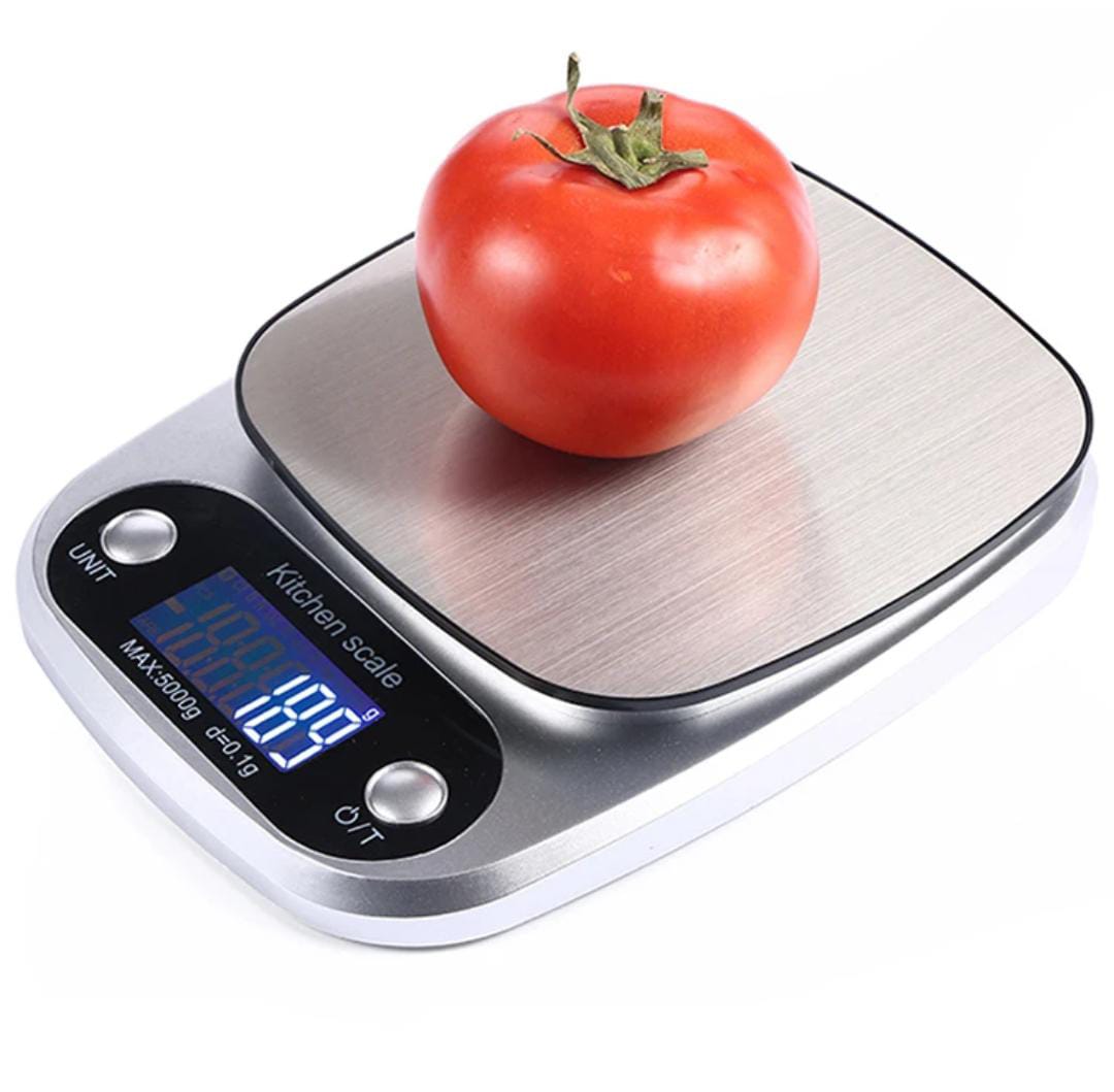 Kitchen scale digital battery operated stainless steel brushed 5kg