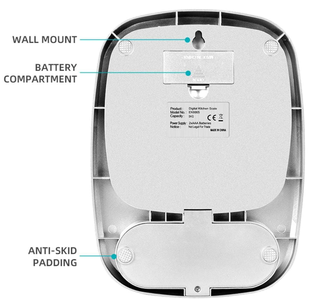 Kitchen scale digital battery operated stainless steel brushed 5kg