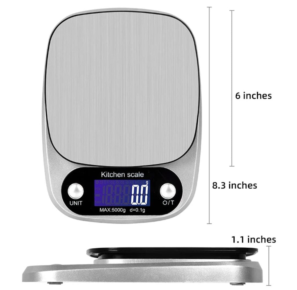 Kitchen scale digital battery operated stainless steel brushed 5kg