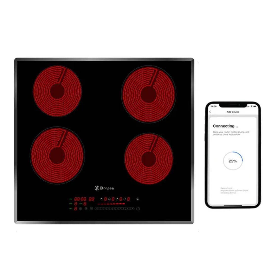 Smart 4 Burner Ceramic Countertop Electric Stove Wi-Fi Enabled