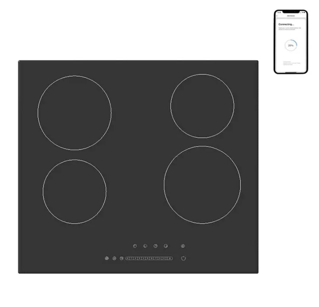Smart 4 Burner Ceramic Countertop Electric Stove Wi-Fi Enabled