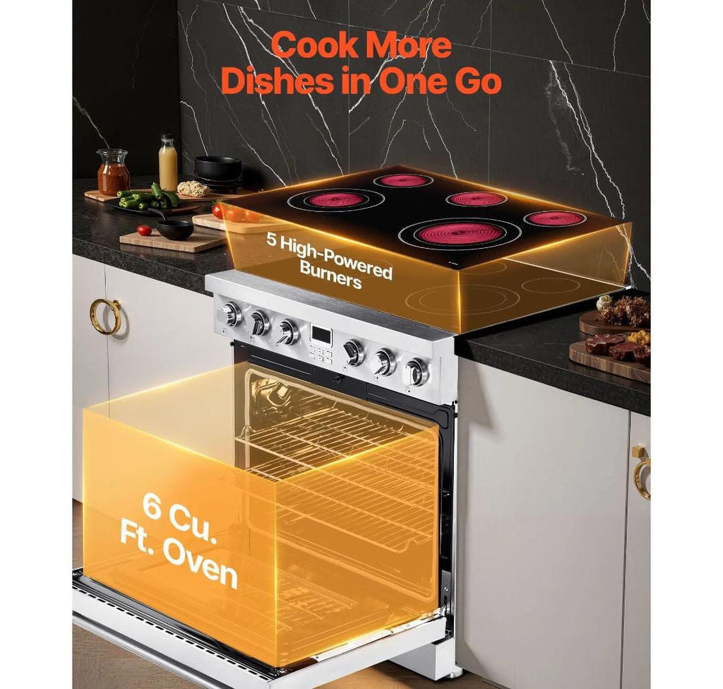 Smart Freestanding 5 Burner Digital Display Ceramic countertop Electric Stove