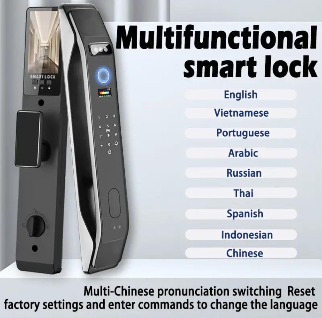 3D Facial Recognition Smart Lock Fully Automatic WiFi TUYA App Digital Password Memory Card Storage Aluminium Alloy For Home