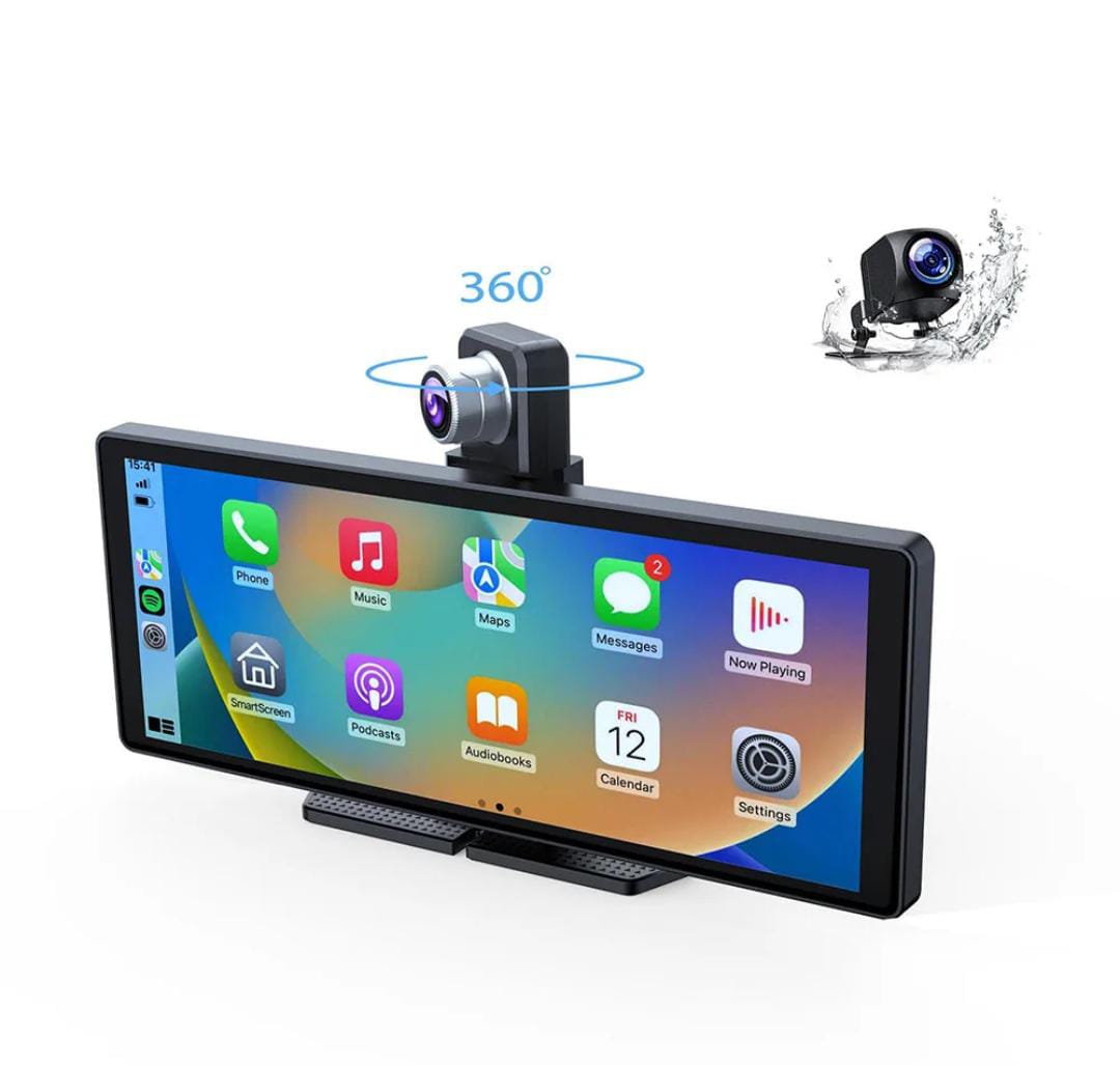 10.26" Portable Wireless Carplay With Wi-Fi BT 4K Dashcam