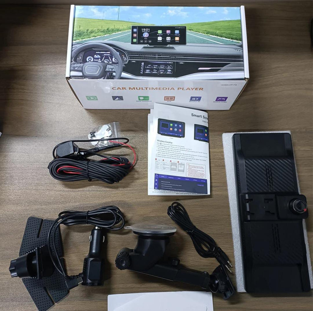 10.26" Portable Wireless Carplay With Wi-Fi BT 4K Dashcam