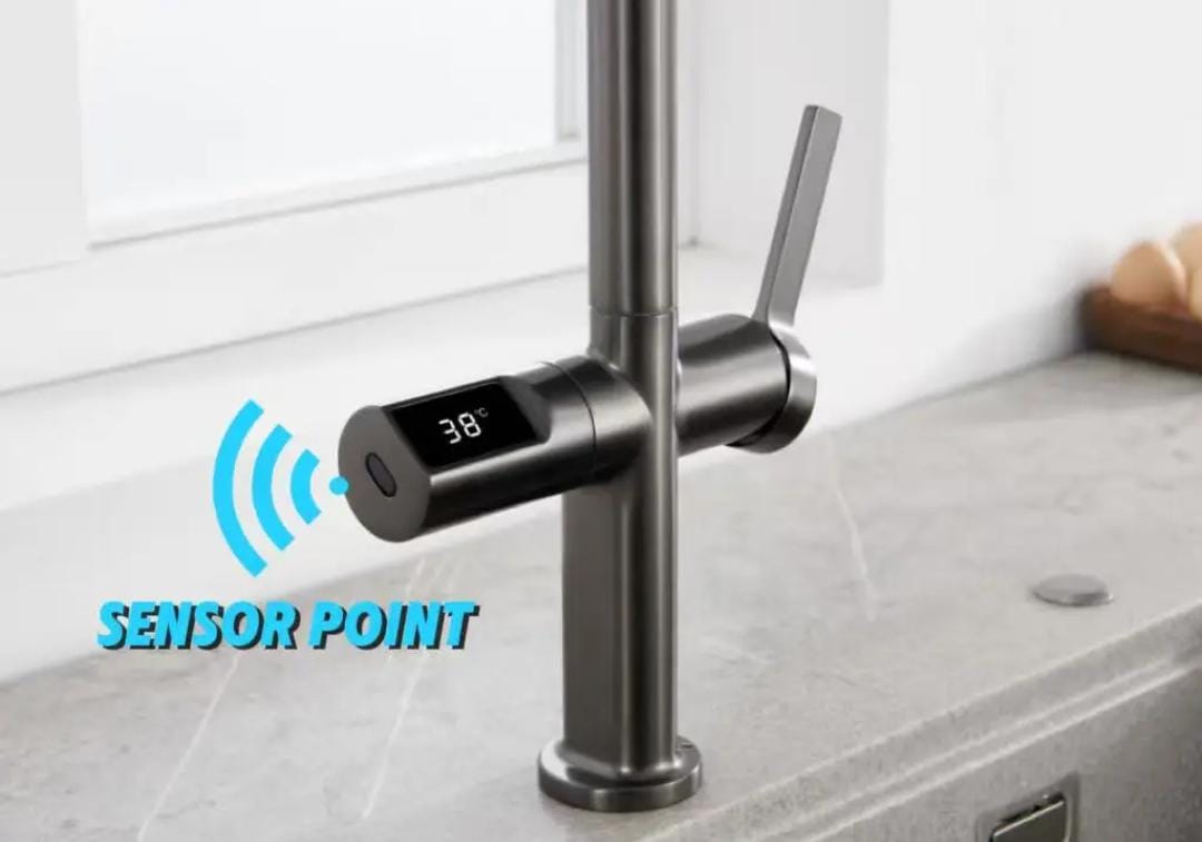 Smart Touchless Sensor Pull-out Kitchen Faucet Mixer Tab With Digital Temp Display