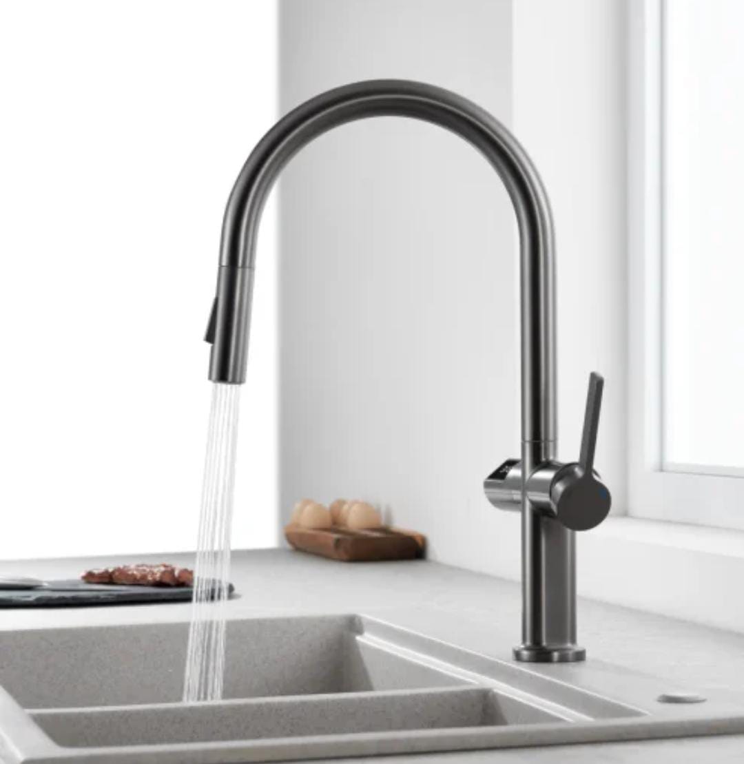 Smart Touchless Sensor Pull-out Kitchen Faucet Mixer Tab With Digital Temp Display