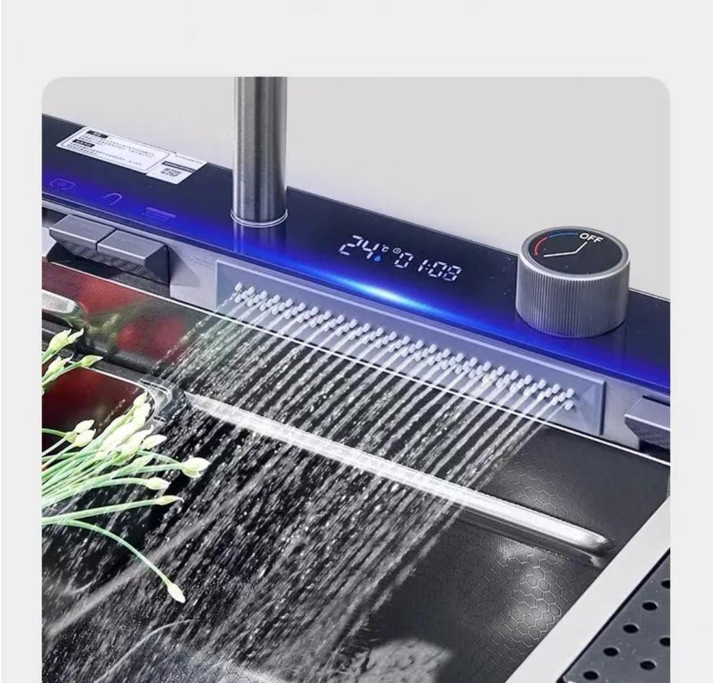 LED Digital Display Kitchen Sink Multifunctional Waterfall