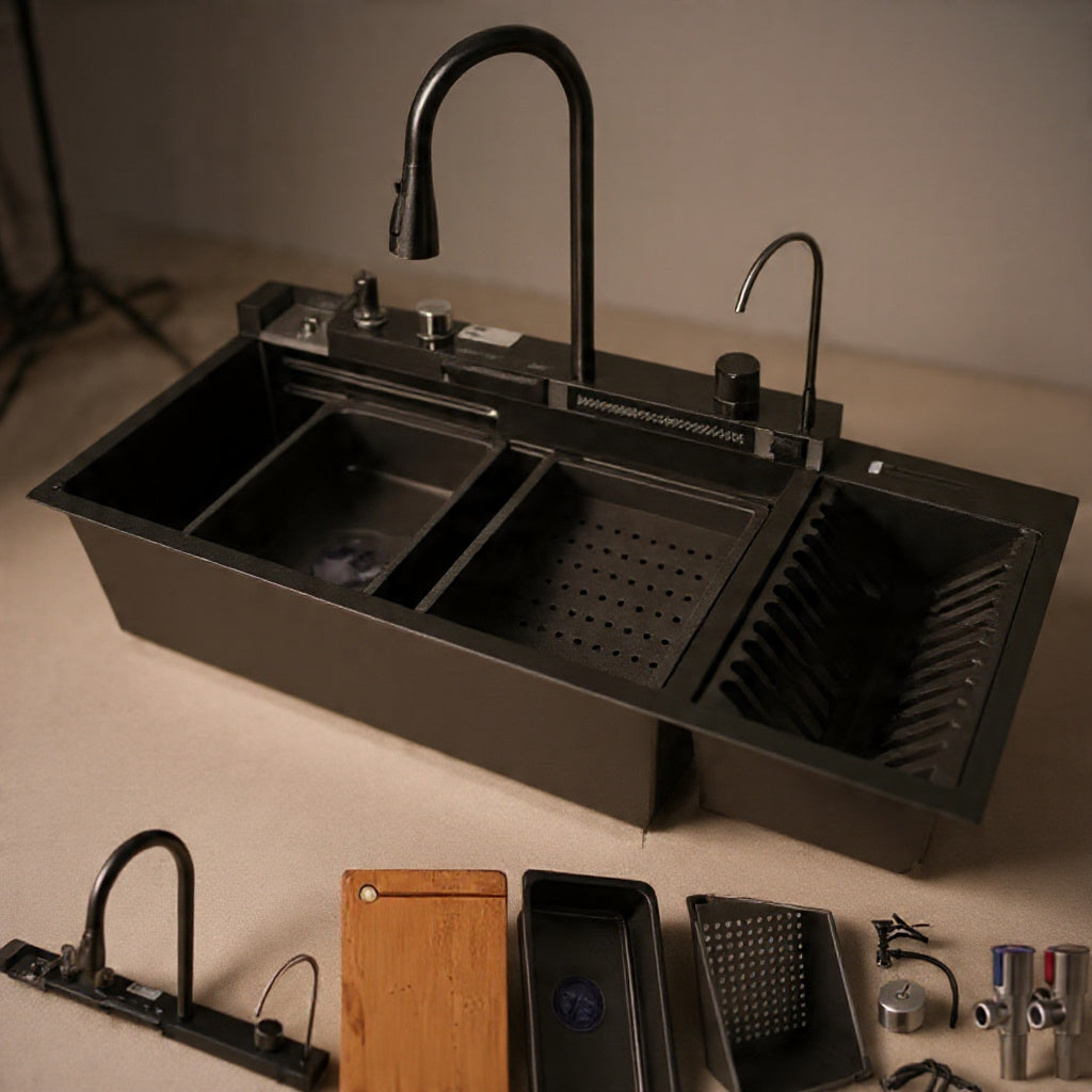 LED Digital Display Kitchen Sink Multifunctional Waterfall