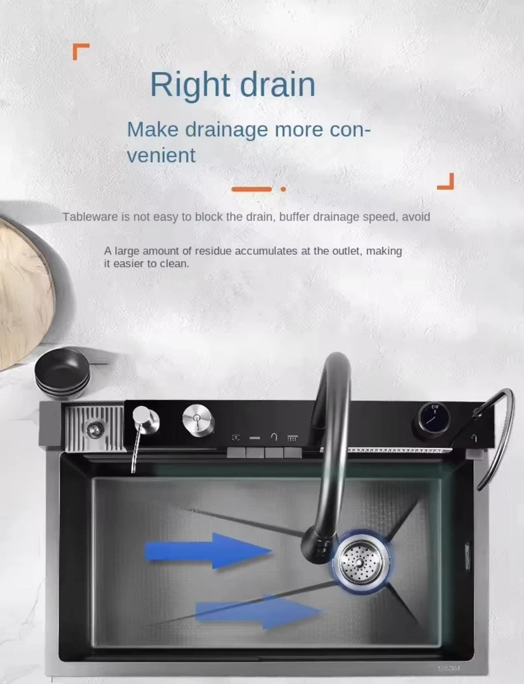 2026 Edition Smart LED Digital Display Kitchen Sink Multifunctional Modern Waterfall