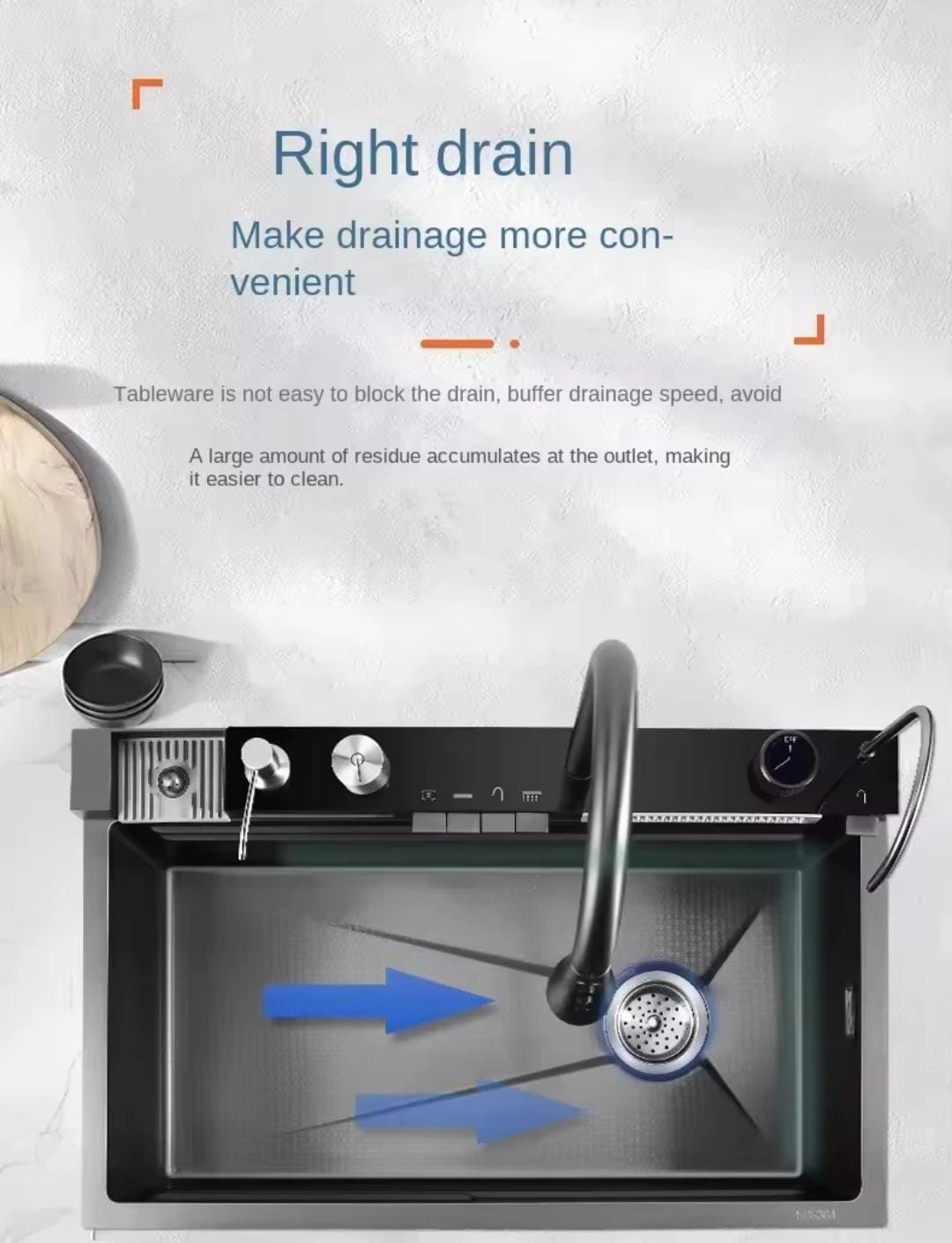 2026 Edition Smart LED Digital Display Kitchen Sink Multifunctional Modern Waterfall