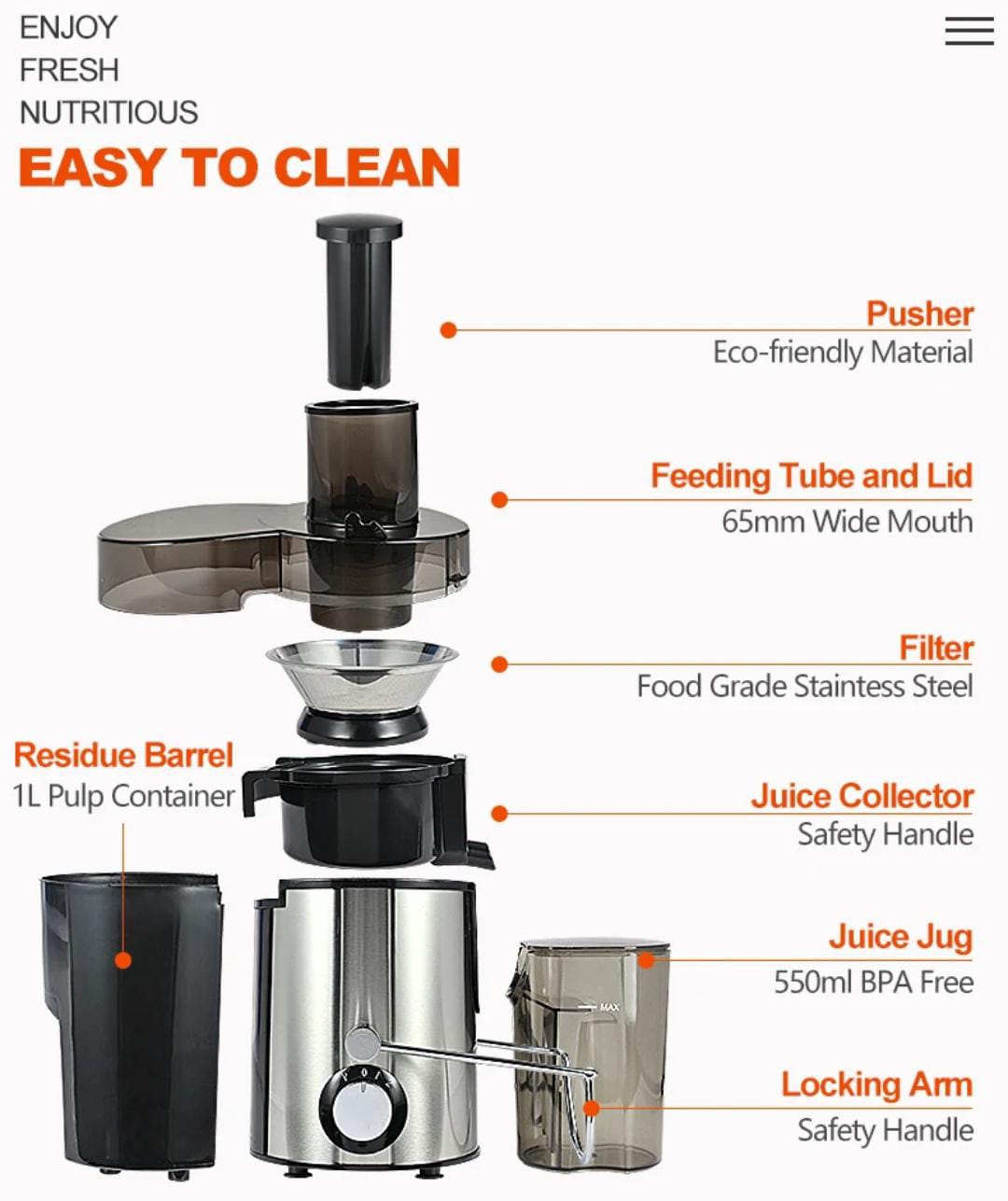 1200W Power Juicer _ High-Speed Fruit & Vegetable Juicer