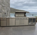 Outdoor BBQ Kitchen with Pizza Oven, Sink & Fridge