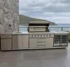 Outdoor BBQ Kitchen with Pizza Oven, Sink & Fridge