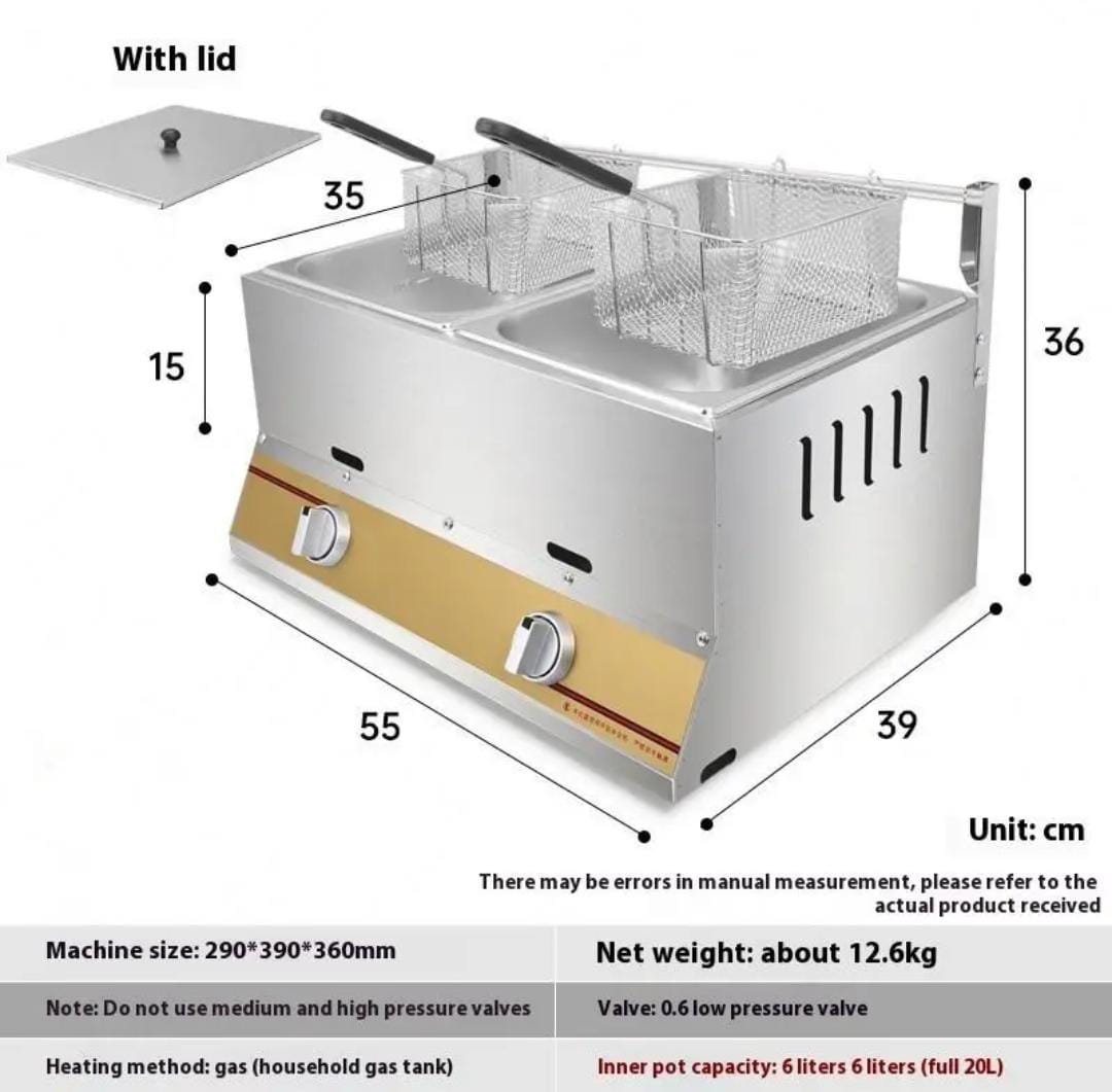 Gas Fryer 12L Double Cylinder