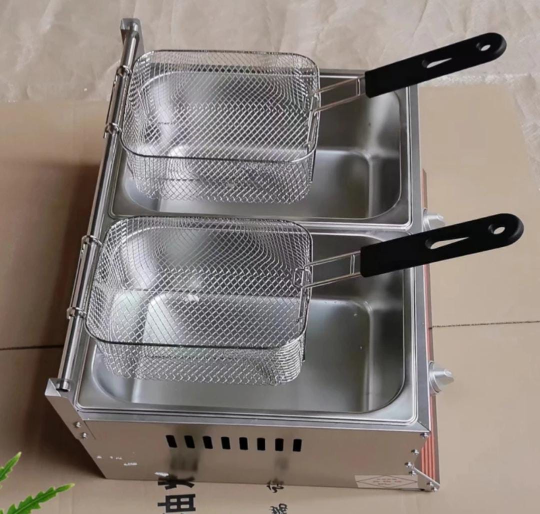 12L Commercial Fryer With 2 Baskets And 2 Cylinders