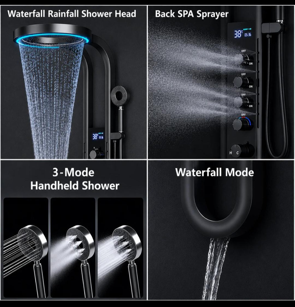 LED Lighting Faucet Set Wall Mounted SPA System Shower Set