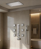 Concealed Shower Set Square LED Rainfall Head With Remote Control For Bathroom